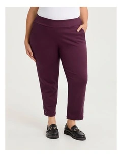 Petite Medina Slim Leg Natural Pant in Burgundy