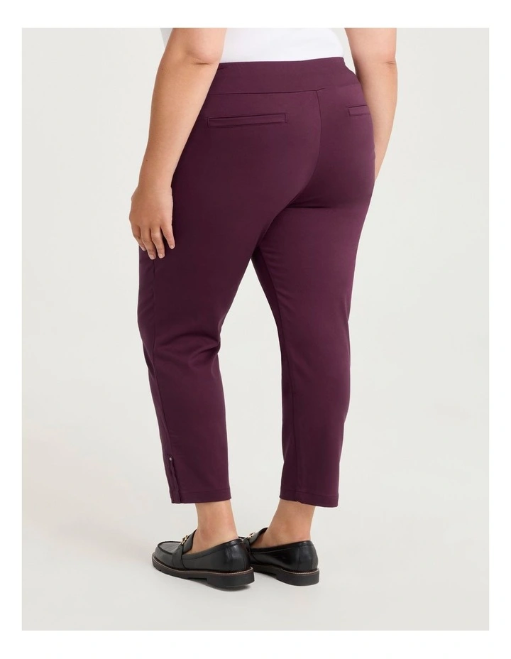 Petite Medina Slim Leg Natural Pant in Burgundy image 2
