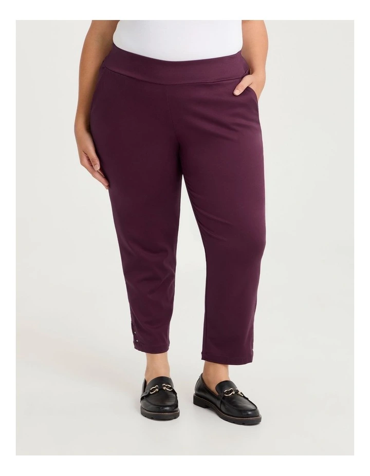 Petite Medina Slim Leg Natural Pant in Burgundy image 3