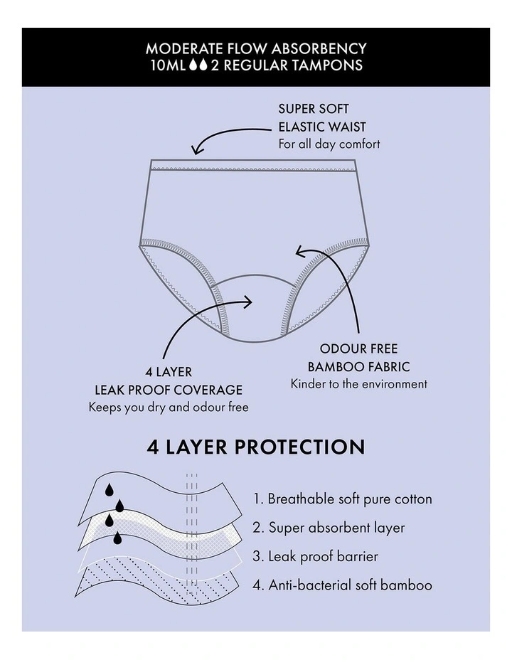 Period Leak Proof Undies Moderate Briefs in Multi image 5