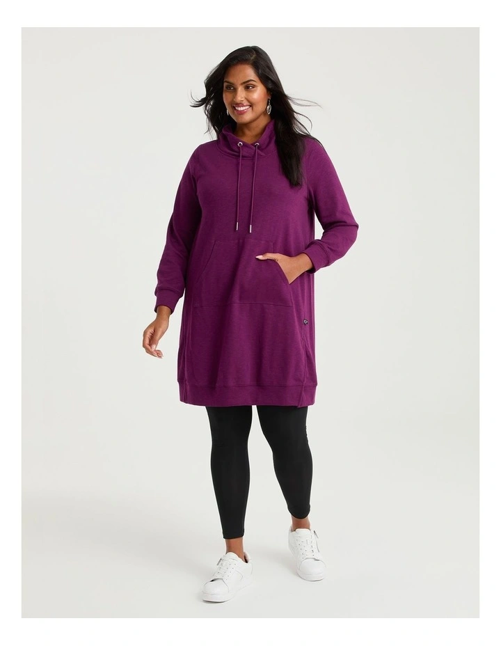 Cowl Pocket Sweat Dress Merlot image 1