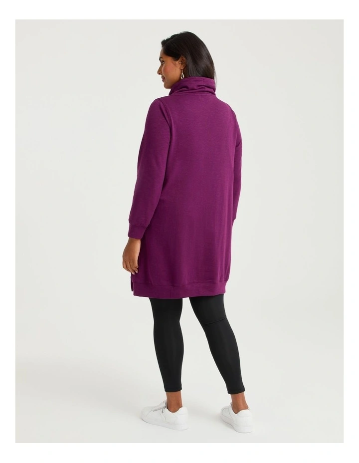 Cowl Pocket Sweat Dress Merlot image 2