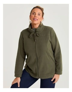 Polar Fleece Zip Front Jacket Olive