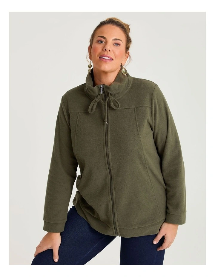 Polar Fleece Zip Front Jacket Olive image 1
