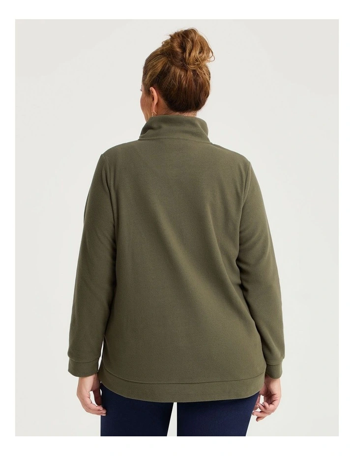 Polar Fleece Zip Front Jacket Olive image 2