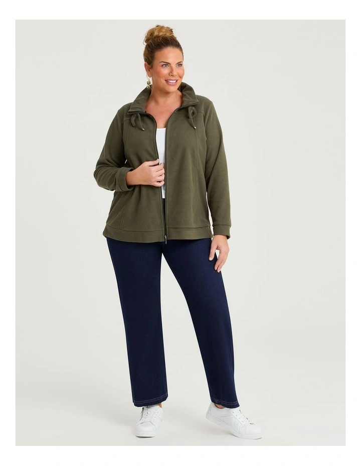 Polar Fleece Zip Front Jacket Olive image 3