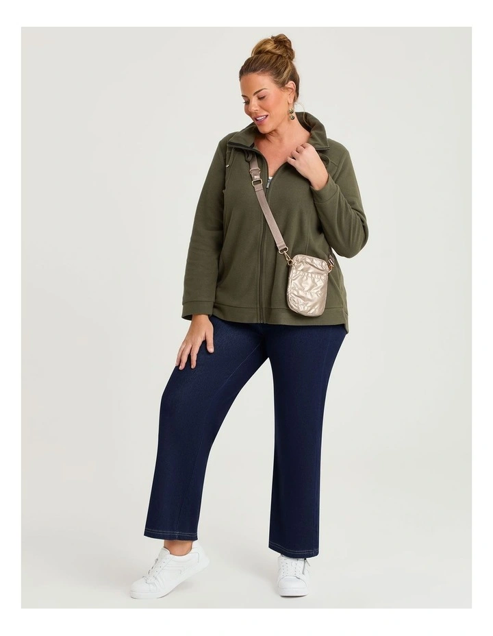 Polar Fleece Zip Front Jacket Olive image 4