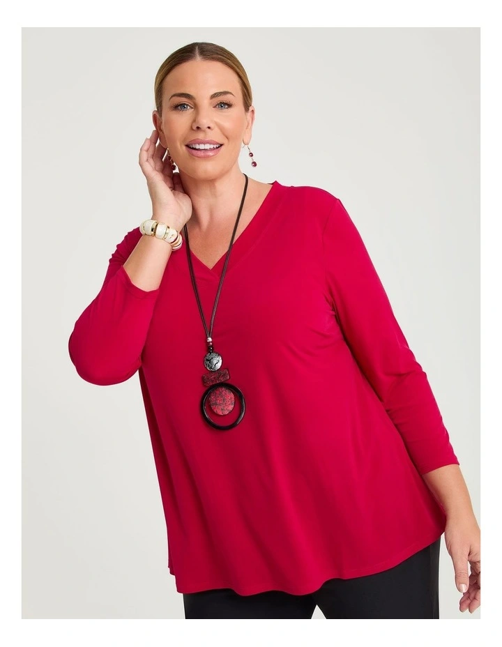 Katie Luna 3/4 Sleeve Top Ruby image 1