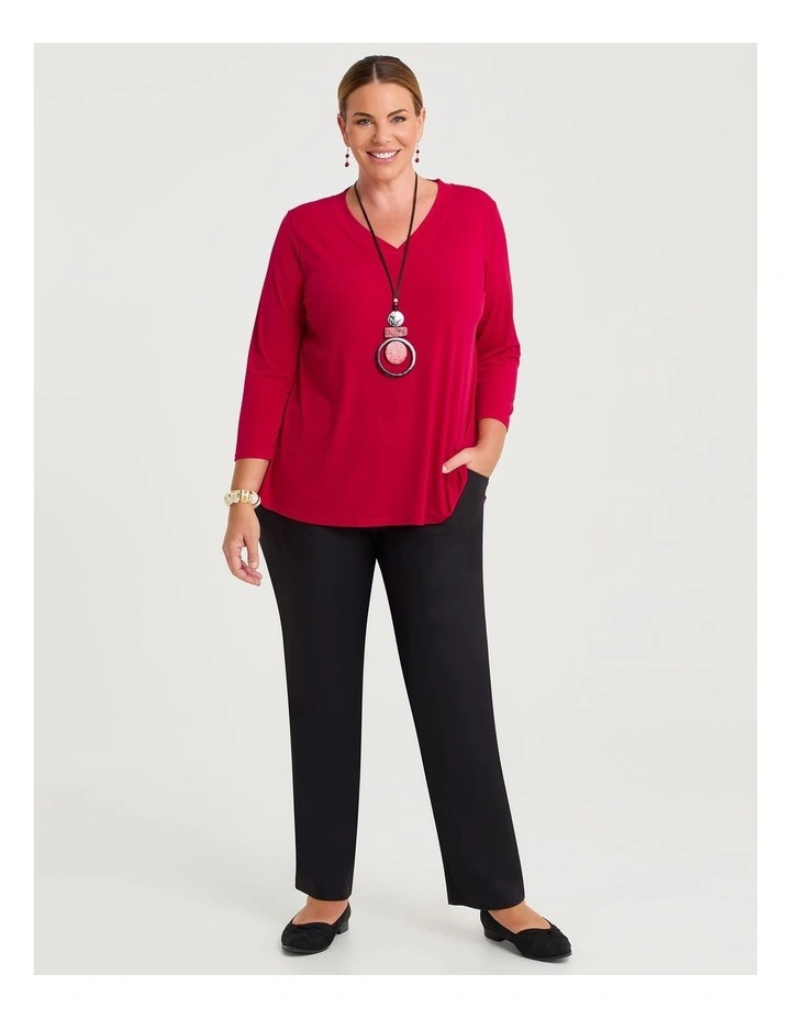 Katie Luna 3/4 Sleeve Top Ruby image 3