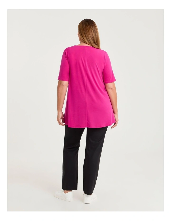 Strive V Neck Short Sleeve Top Fuchsia image 2