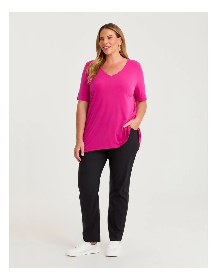 Strive V Neck Short Sleeve Top Fuchsia image 3