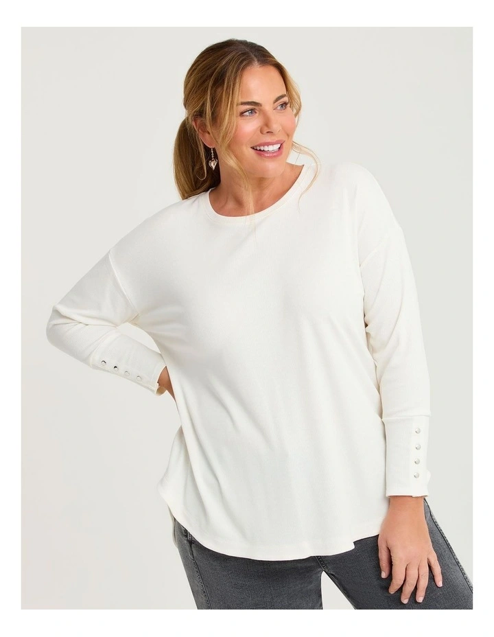 Rib Hi-lo Top in Vanilla image 1