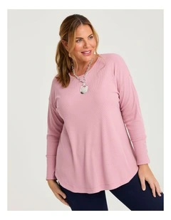 Rib Hi-lo Top in Blushing Pink