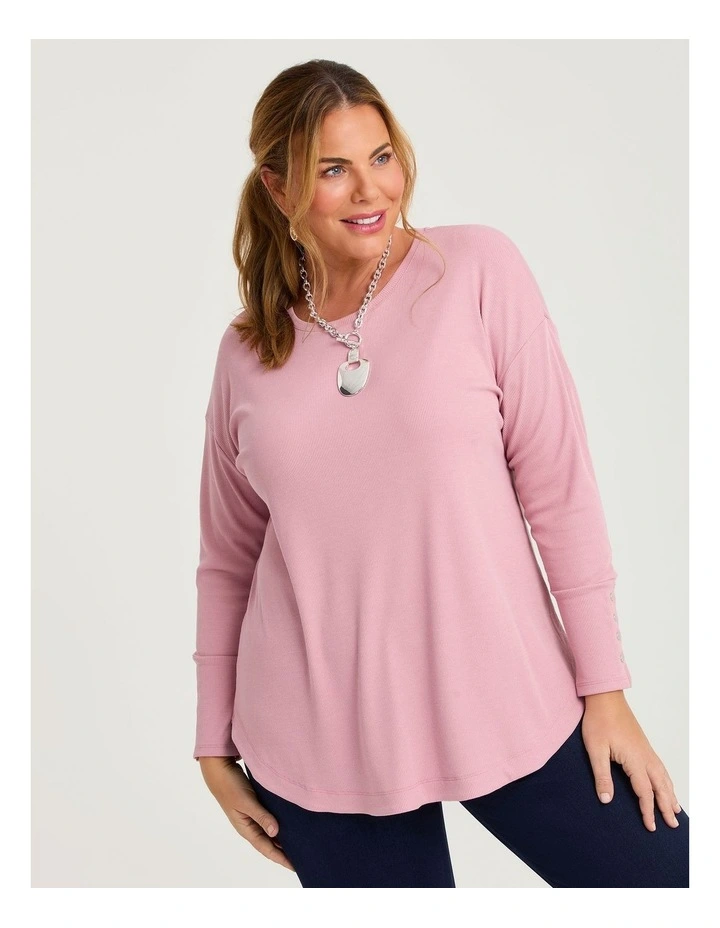 Rib Hi-lo Top in Blushing Pink image 1