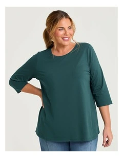 Australian Cotton 3/4 Sleeves T-shirt in Rainforest