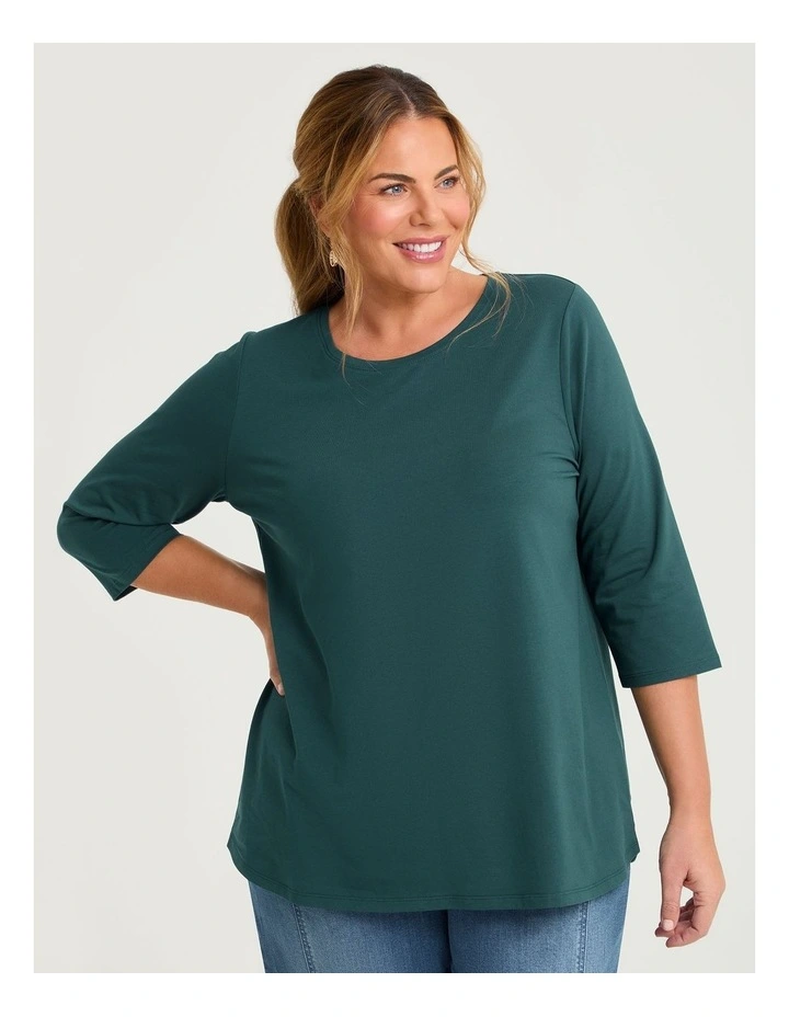 Australian Cotton 3/4 Sleeves T-shirt in Rainforest image 1
