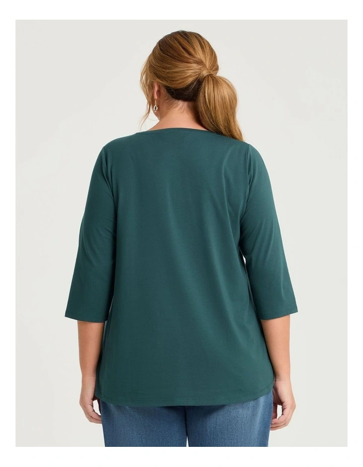 Australian Cotton 3/4 Sleeves T-shirt in Rainforest image 2