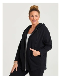 Hooded Zip Cape Black