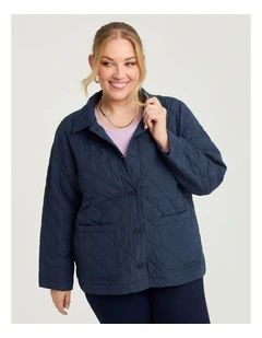 Casual Quilted Jacket Dark Indigo