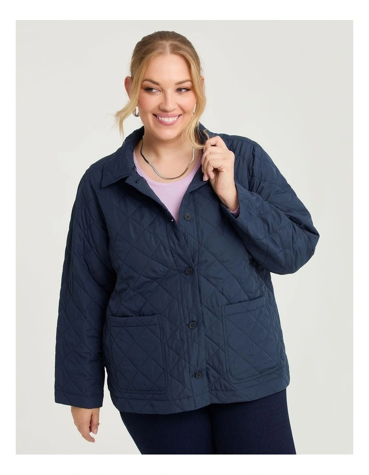 Casual Quilted Jacket Dark Indigo image 1