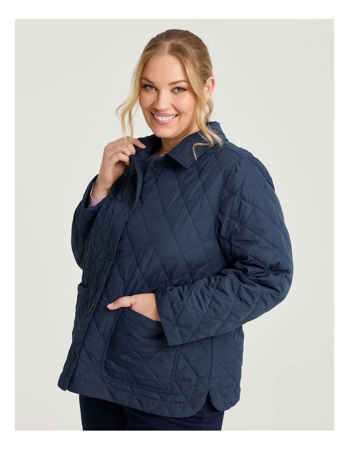 Casual Quilted Jacket Dark Indigo image 3