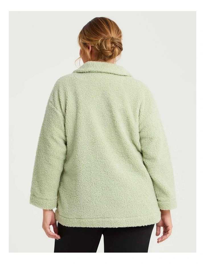 Teddy Zip Through Jacket in Pistachio image 2
