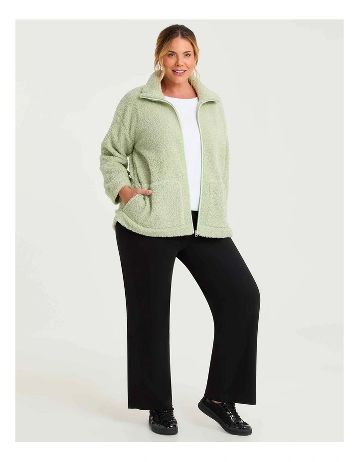 Teddy Zip Through Jacket in Pistachio image 4