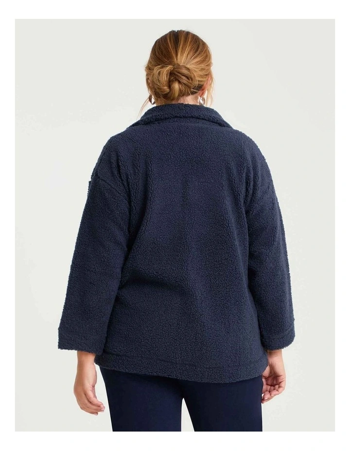 Teddy Zip Through Jacket in Mid Blue image 2