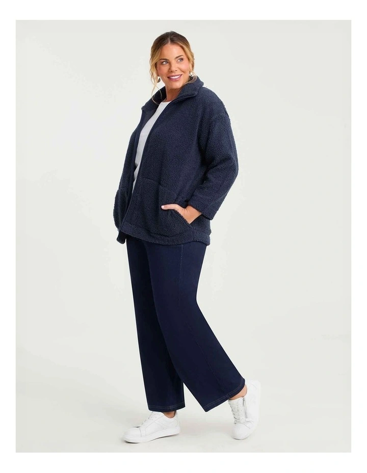 Teddy Zip Through Jacket in Mid Blue image 4