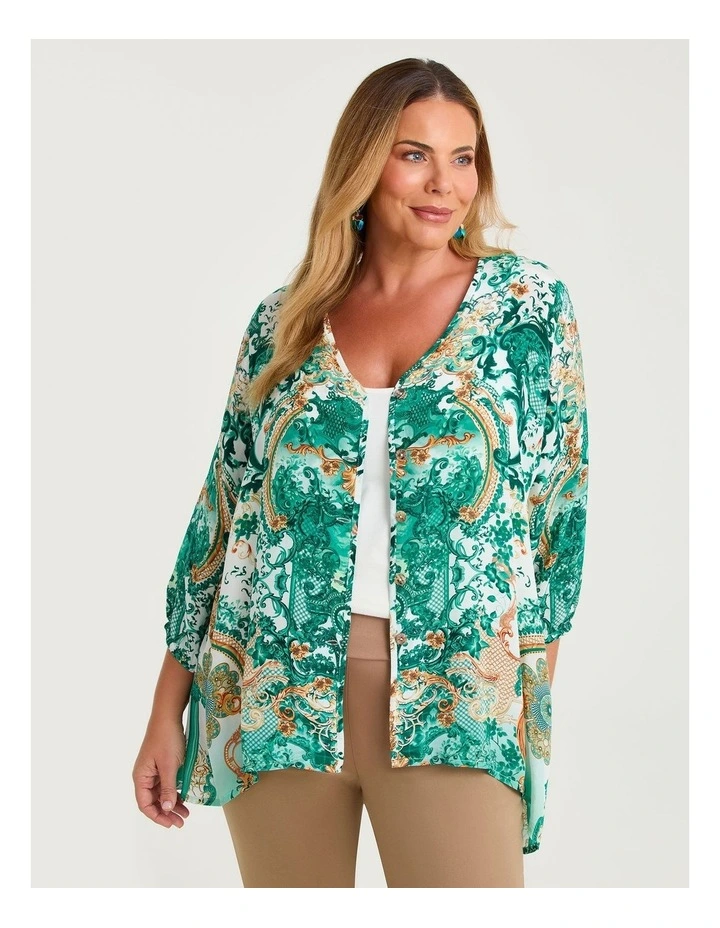 Baroque Natural Button Top Print image 1