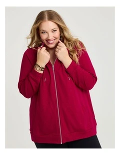 Funnel Neck Active Jacket in Ruby Red