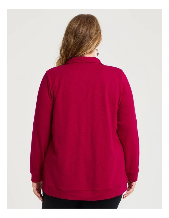 Funnel Neck Active Jacket in Ruby Red image 2