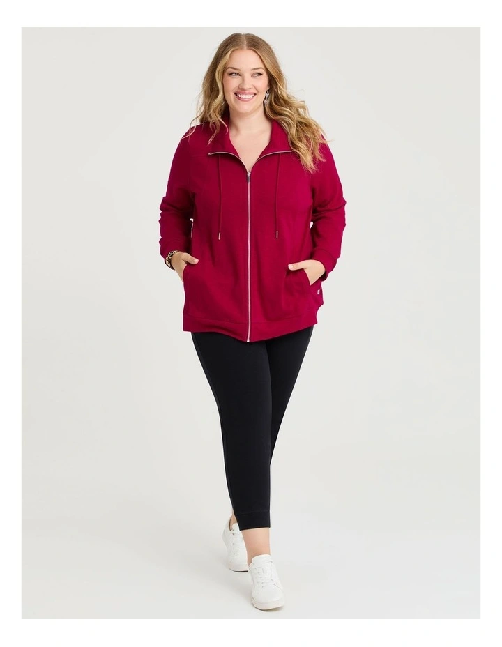 Funnel Neck Active Jacket in Ruby Red image 3