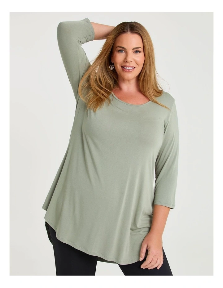 Bamboo Base 3/4 Sleeve Top in Light Sage image 1
