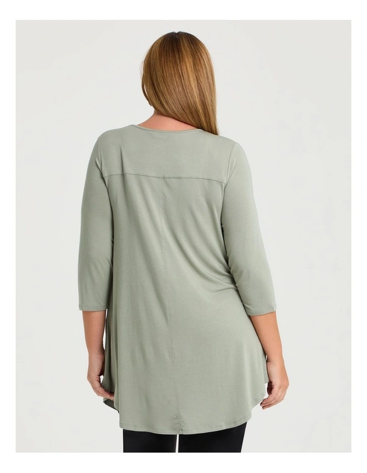 Bamboo Base 3/4 Sleeve Top in Light Sage image 2