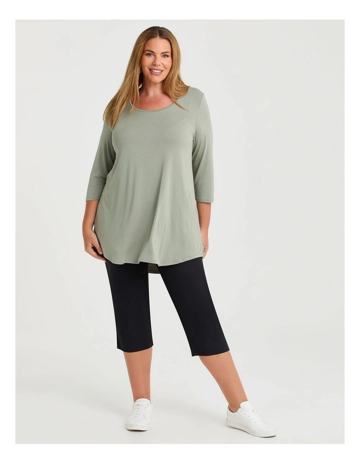 Bamboo Base 3/4 Sleeve Top in Light Sage image 3