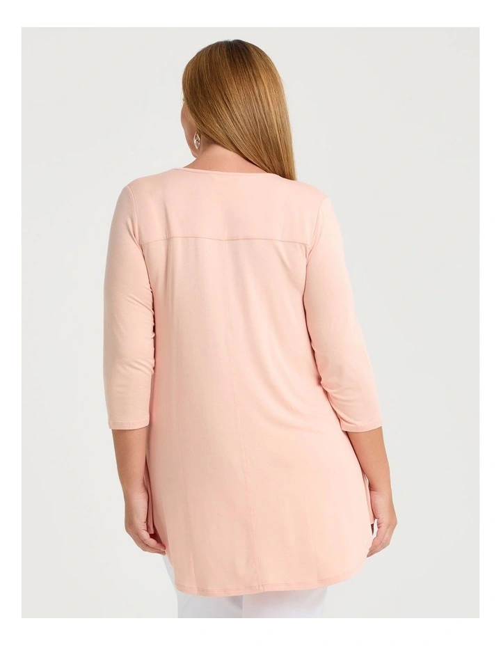 Bamboo Base 3/4 Sleeve Top in Light Peach image 2