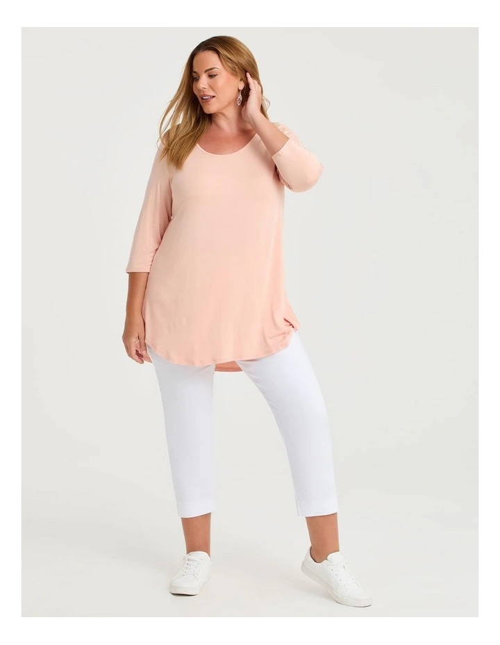 Bamboo Base 3/4 Sleeve Top in Light Peach image 3