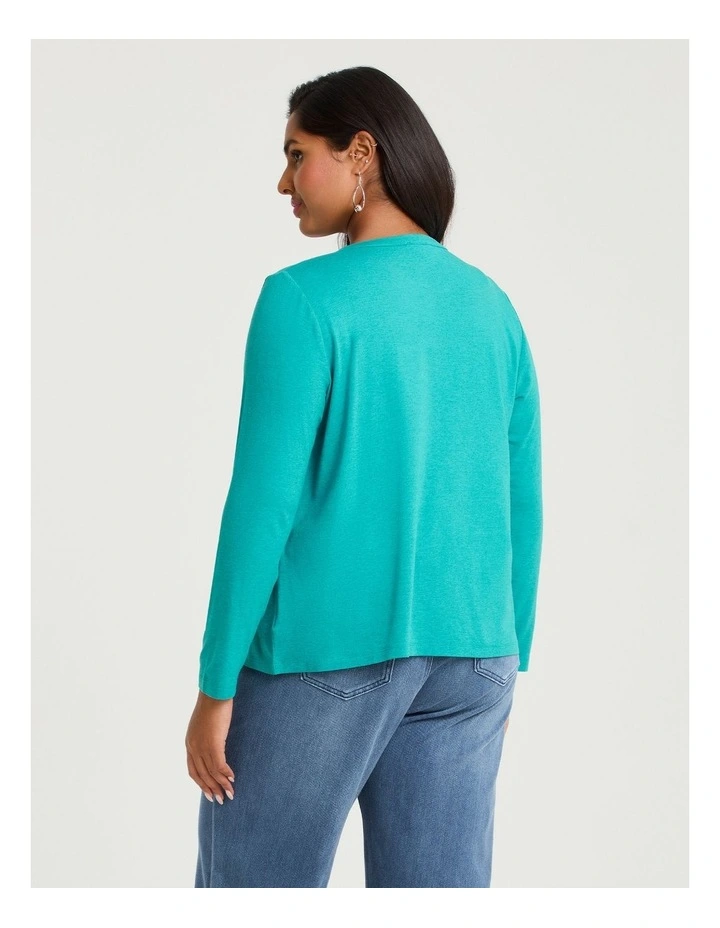 Australian Wool Blend Cardigan in Jade image 2