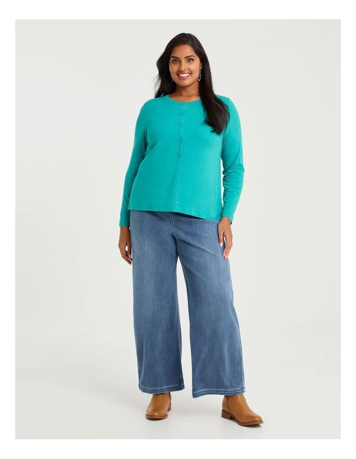 Australian Wool Blend Cardigan in Jade image 3
