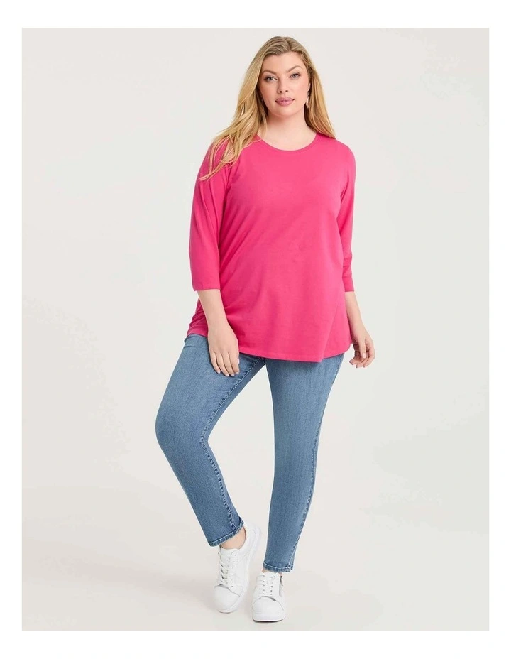 Good Earth Australian Cotton 3/4 T-Shirt in Pink Flambe image 3