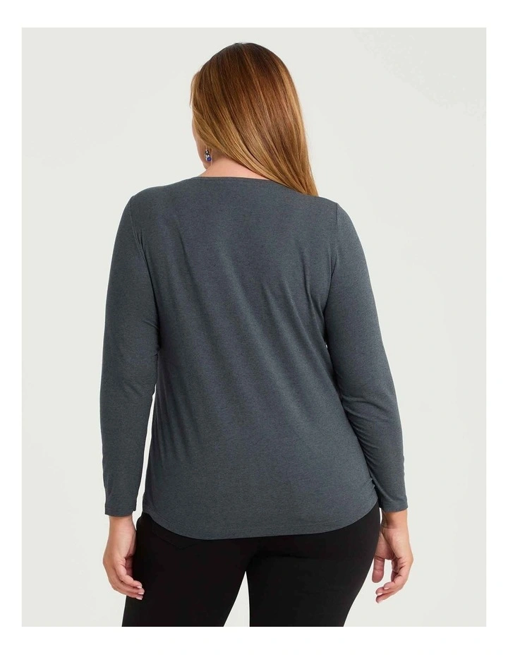 Australian Wool Blend Crew Neck Top Charcoal image 2