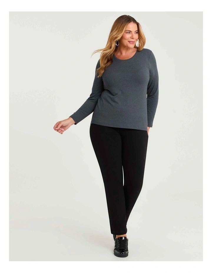 Australian Wool Blend Crew Neck Top Charcoal image 3