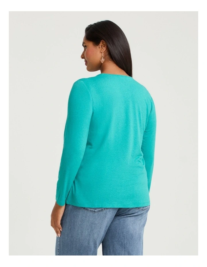 Australian Wool Blend Crew Neck Top in Jade image 2
