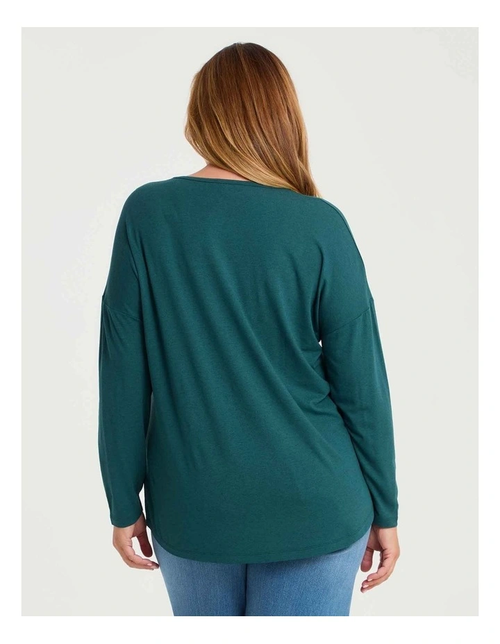 Australian Wool Blend V-neck Top Rainforest image 2