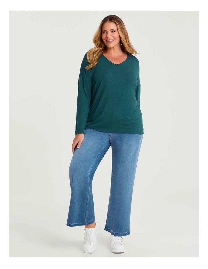 Australian Wool Blend V-neck Top Rainforest image 3