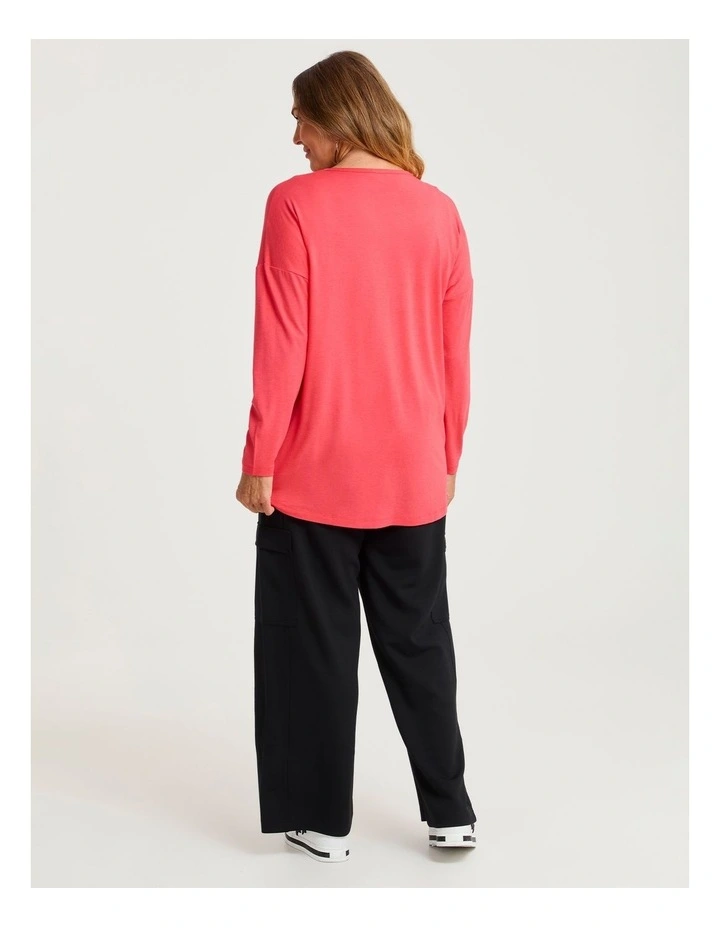 Australian Wool Blend V-neck Top Poinsettia image 2