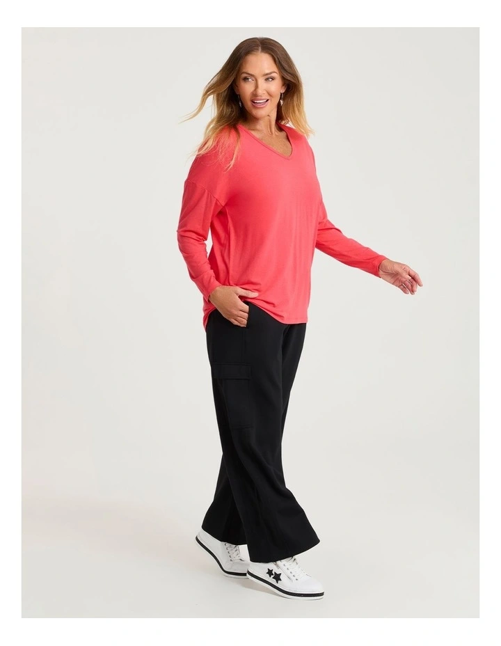 Australian Wool Blend V-neck Top Poinsettia image 4