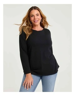 Australian Cotton Boat Neck Top Black