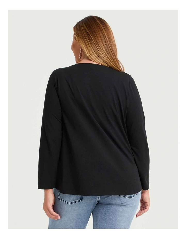Australian Cotton Boat Neck Top Black image 2